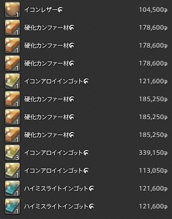 FF14 patch3.2 金策2 新式の中間素材で稼ぐ